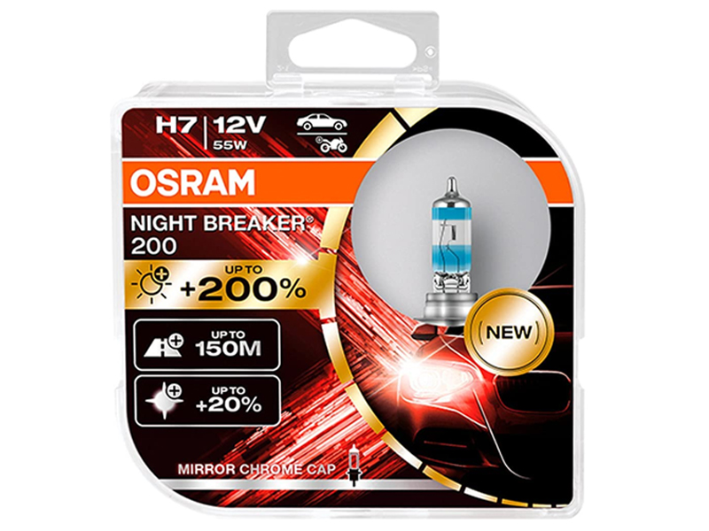 H7 Osram Night Breaker 200% halogen-polttimopari